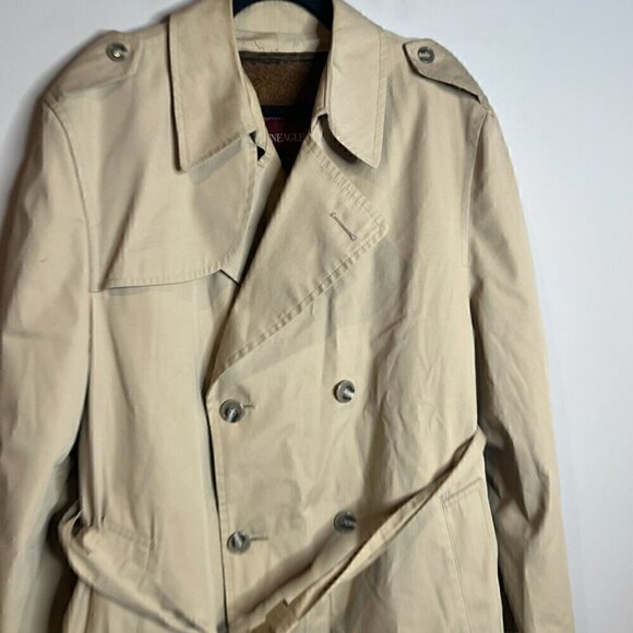 Vintage khaki tan zip out fur lining trench coat - Picture 2 of 7